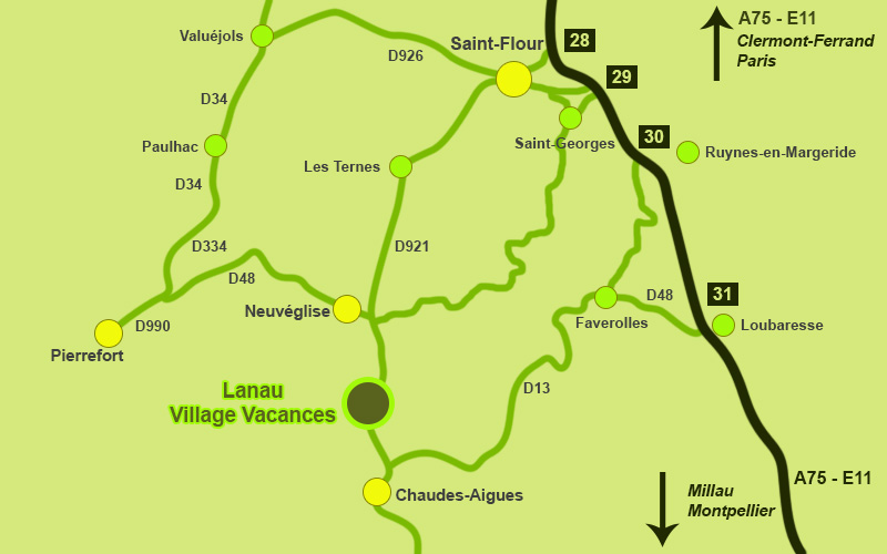 Plan d'Accès Village Vacances de Lanau